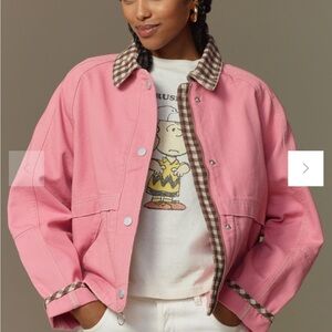 Sold out pink Anthropologie Chore coat with Gingham XS